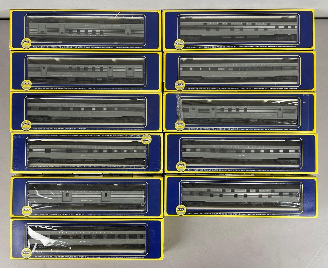 Group of AHM HO Scale NYC Passenger Train Cars: Includes duplex sleeper, observation