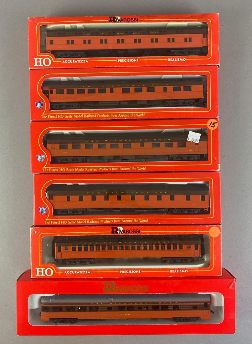 Group of Assorted HO Scale Passenger Train Cars: In original boxes, includes rivarossi and IHC, largest box measures 14 3/4 inches W