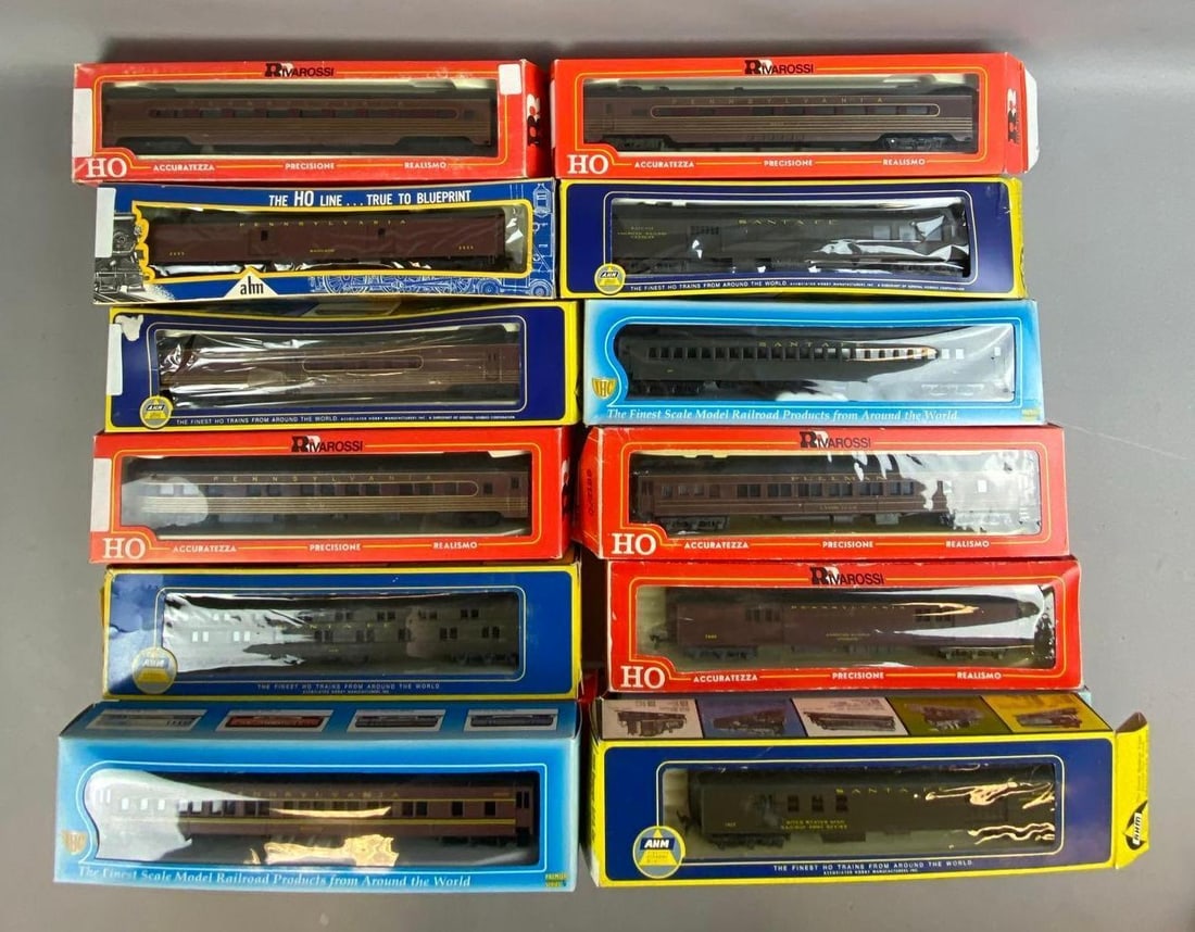 Group of 10+ Rivarossi Supermodello HO Scale Pullman Cars and More: Includes baggage Car, observation car, and more. Largest measures L 13 x W 4 inches.