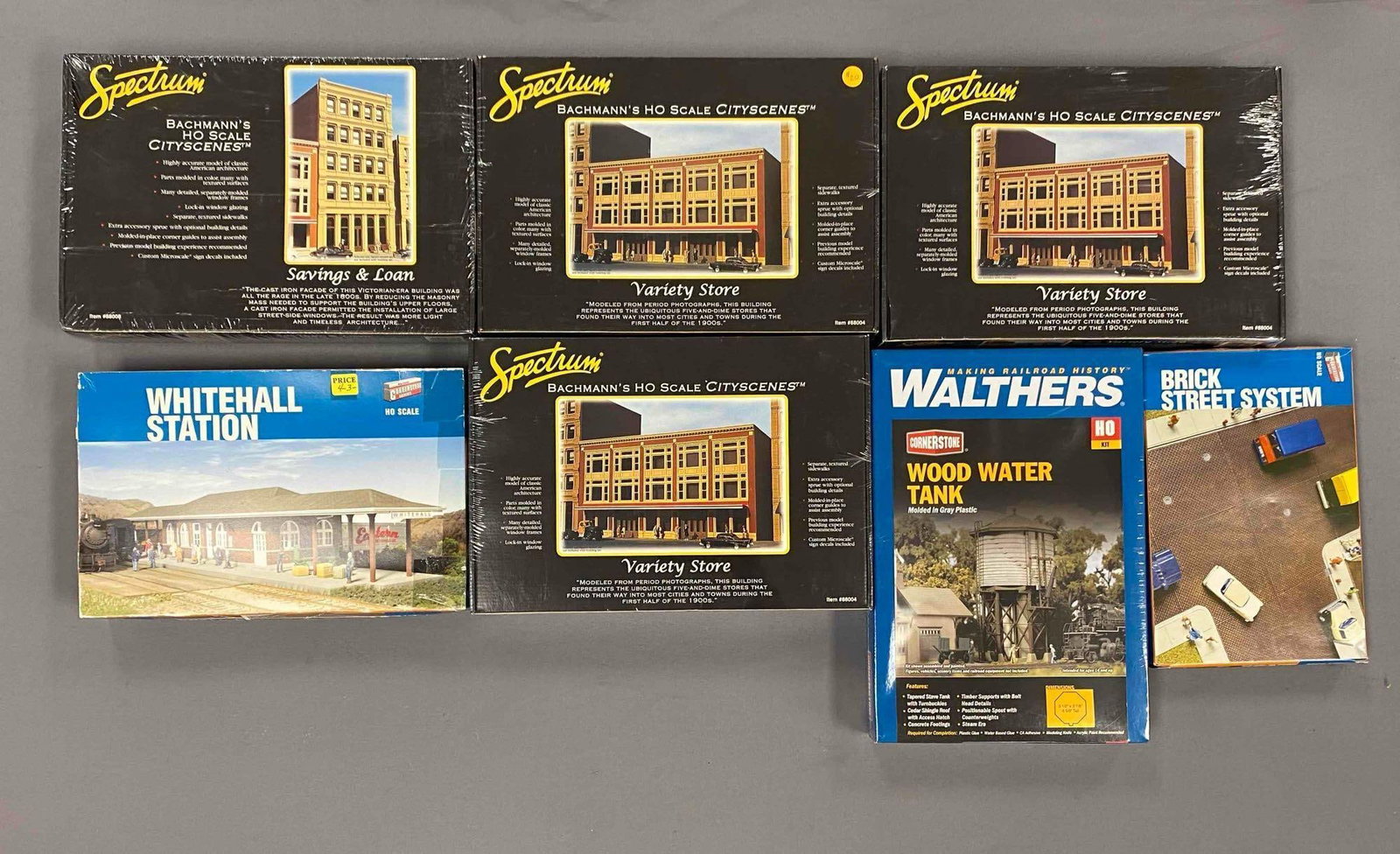 Group of 7 Assorted HO Scale Model Train Building Plastic Model Kits (1 of 3)