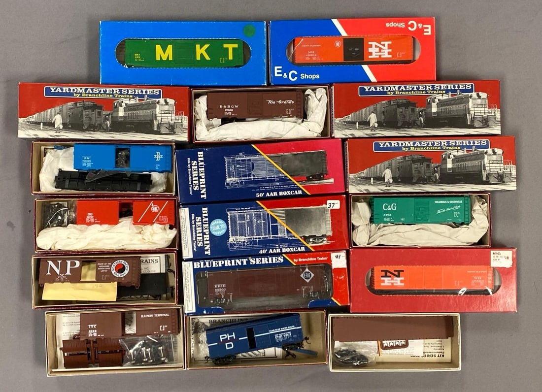 Group of HO Scale Model Train Box Cars (1 of 3)
