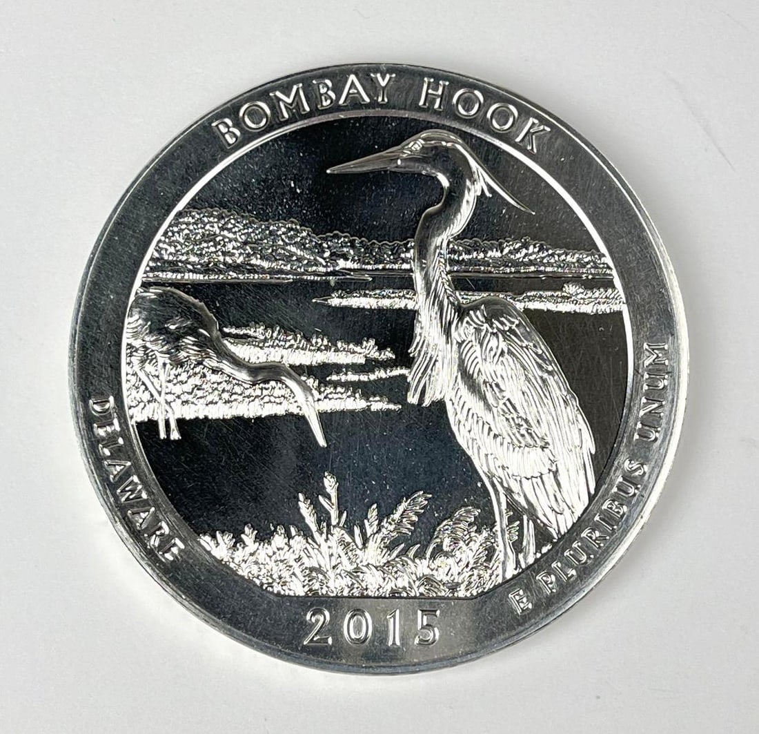 2015 US ATB Bombay Hook Delaware 5 oz .999 Fine Silver Round (1 of 2)