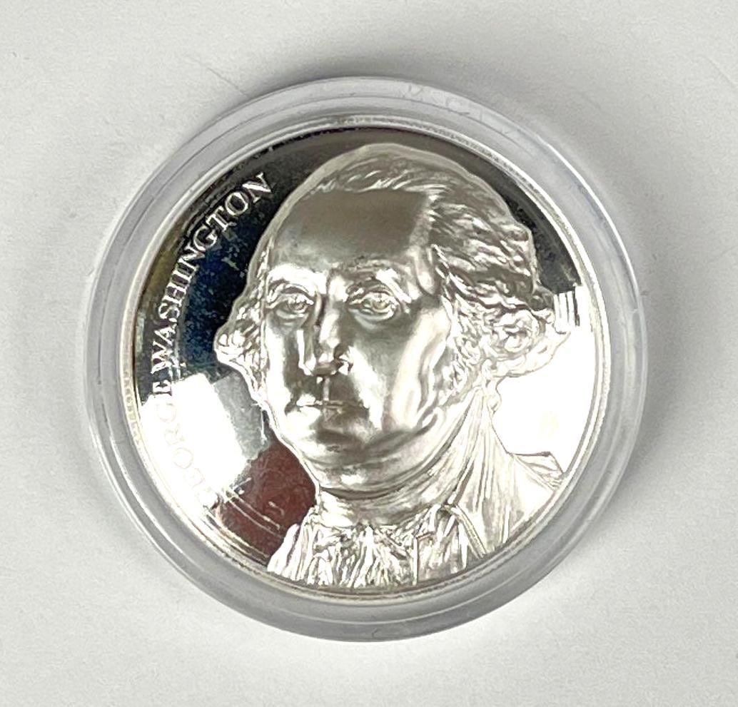 D M George Washington 1 oz .999 Fine Silver Round: D M George Washington 1 oz .999 Fine Silver Round