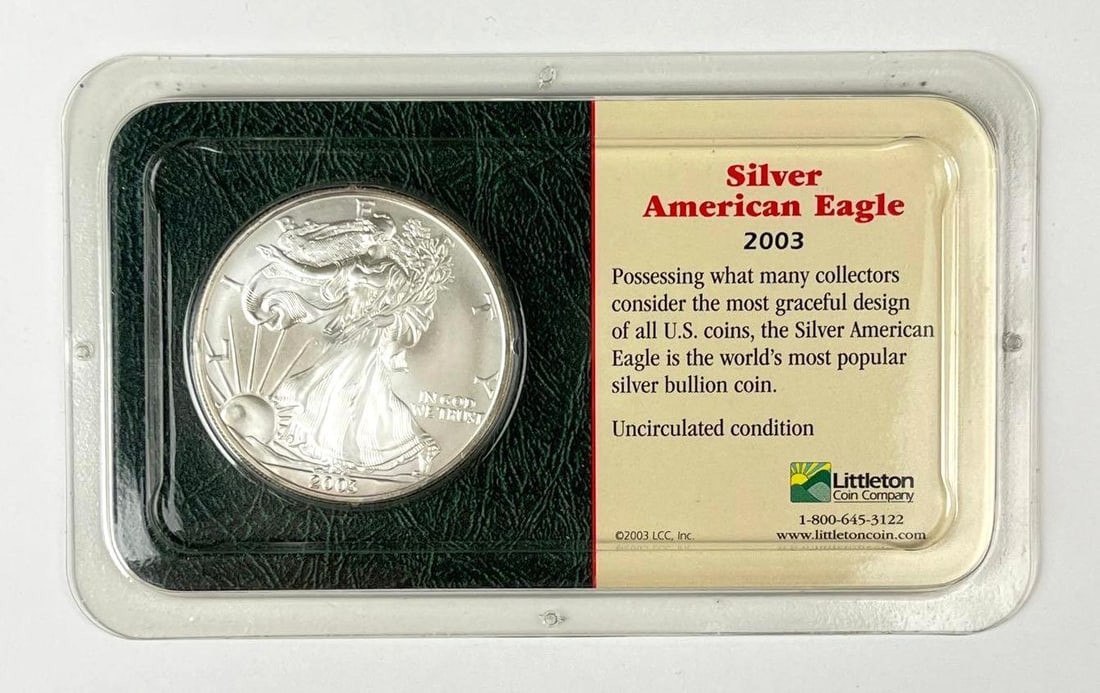 2003 US $1 American Silver Dollar 1 oz Fine Silver Coin (1 of 2)