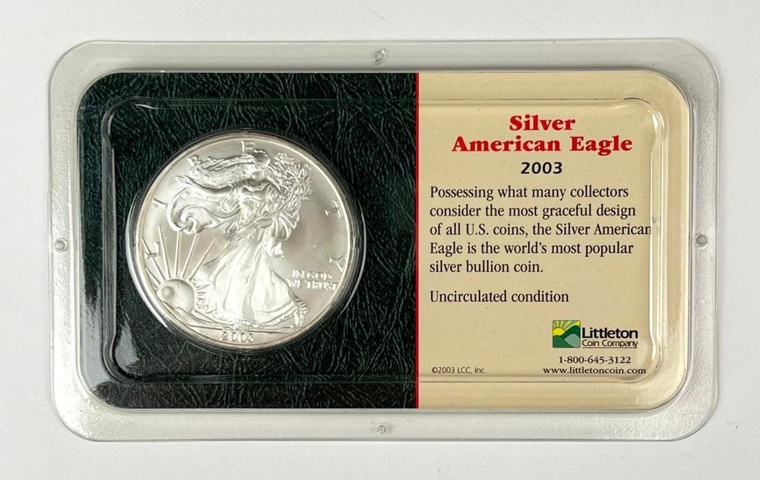 2003 US $1 American Silver Dollar 1 oz Fine Silver Coin (1 of 2)