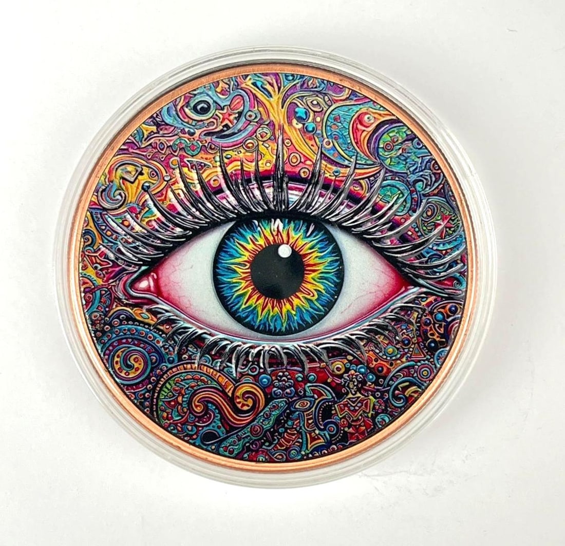 Eye of the Beholder Colorized 5 oz .999 Fine Copper Round: Eye of the Beholder Colorized 5 oz .999 Fine Copper Round