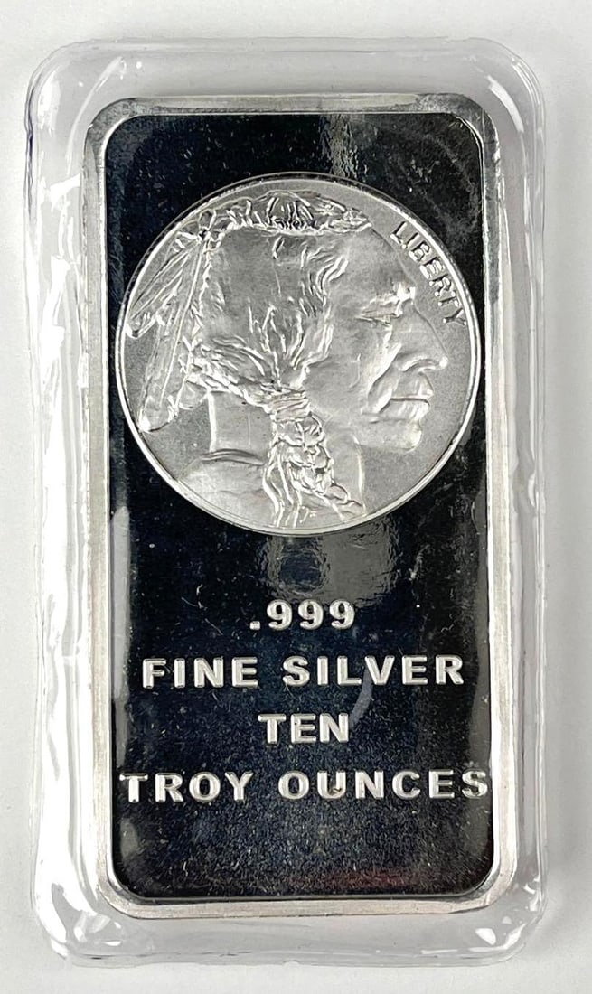 SilverTowne Buffalo Design 10 oz .999 Fine Silver Ingot/ Bar: SilverTowne Buffalo Design 10 oz .999 Fine Silver Ingot/ Bar