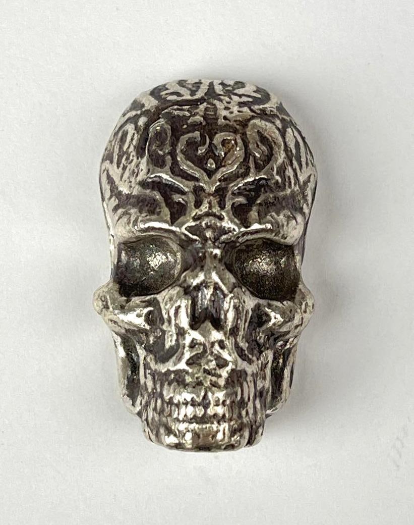 MK Barz Hand Poured Skull 2 oz .999 Fine Silver Ingot/ Bar: MK Barz Hand Poured Skull 2 oz .999 Fine Silver Ingot/ Bar