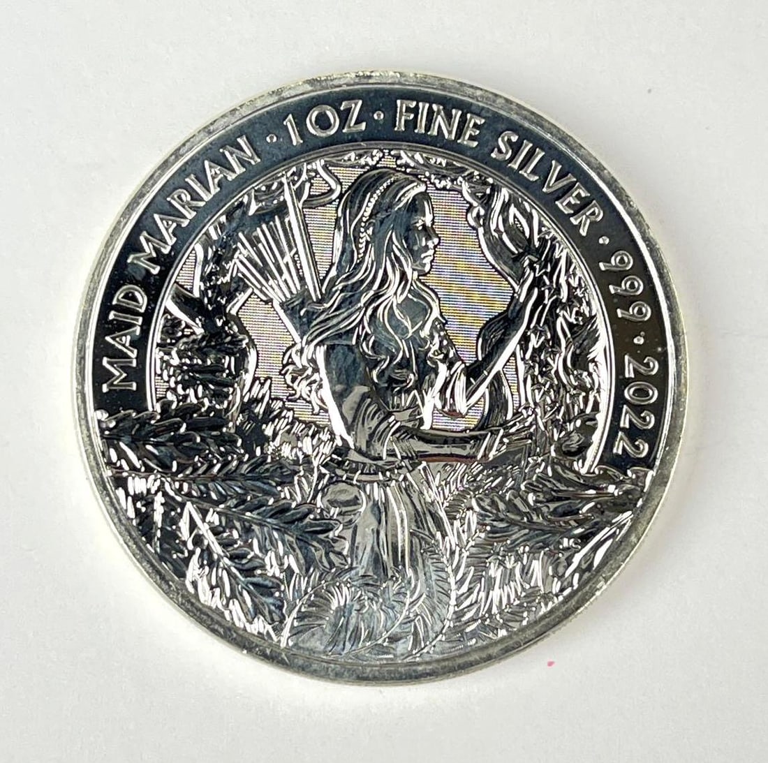2022 Great Britain 2 Maid Marian 1 oz 999 Fine Silver Coin (1 of 2)