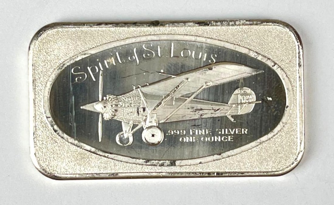 Spirit of St Louis 1 oz .999 Fine Silver Ingot/ Bar: Spirit of St Louis 1 oz .999 Fine Silver Ingot/ Bar