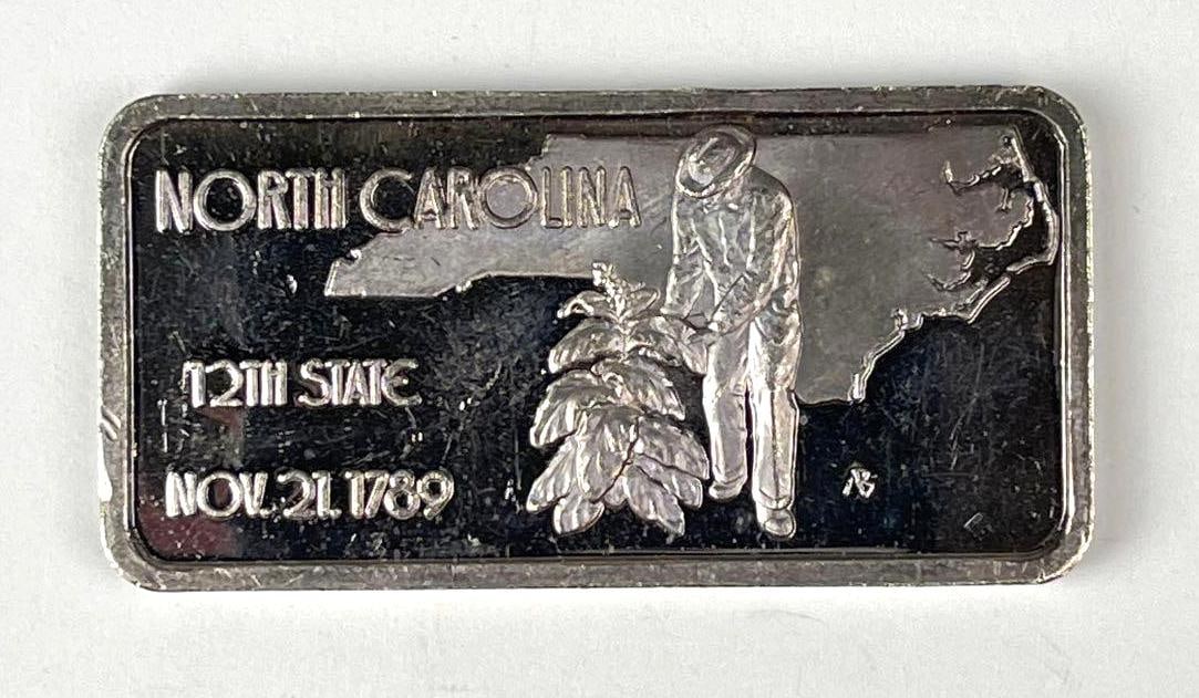 The Hamilton Mint North Carolina 1 oz .999 Fine Silver Ingot/ Bar: The Hamilton Mint North Carolina 1 oz .999 Fine Silver Ingot/ Bar