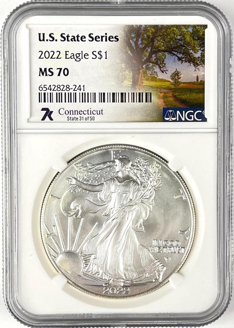 2022 US $1 American Silver Eagle 1 oz Fine Silver Coin NGC MS70 (1 of 2)