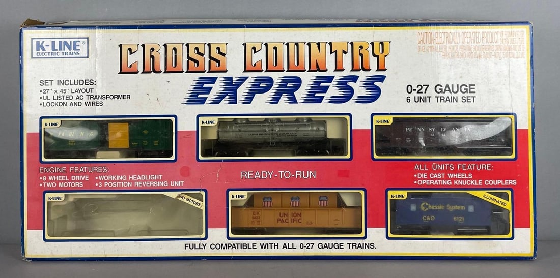 Incomplete K-Line O Scale Cross Country Express Train Set: Freight train cars only