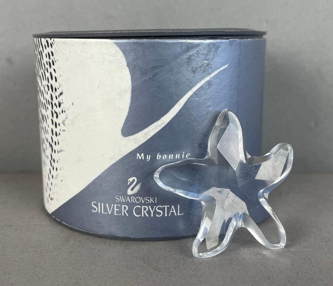 Swarovski Crystal Starfish: Original packaging measures 2 1/2 inches x 3 1/4 inches