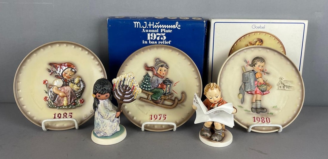 Group of Hummel Porcelain Plates and Figurines: Includes Christmas plates, festival of lights