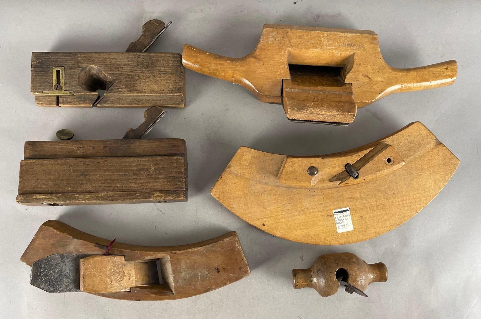 Group of Assorted Antique Wood Planes: Draw plane measures 3 3/4 inches x 17 inches x 7 inches