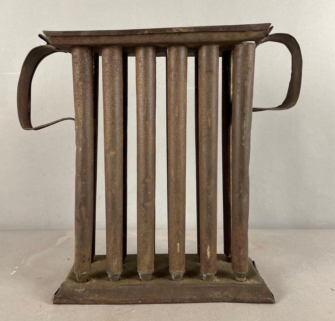Antique 12 Tube Tin Candle Mold: Measures 11 inches x 12 inches x 4 inches