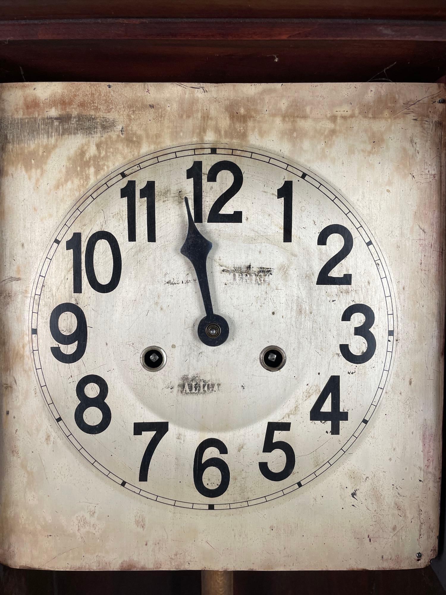 Antique Rectangular Walnut Wall Clock - 2