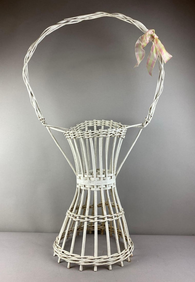 Vintage Wicker Flower Basket: Measure 39 inches tall.