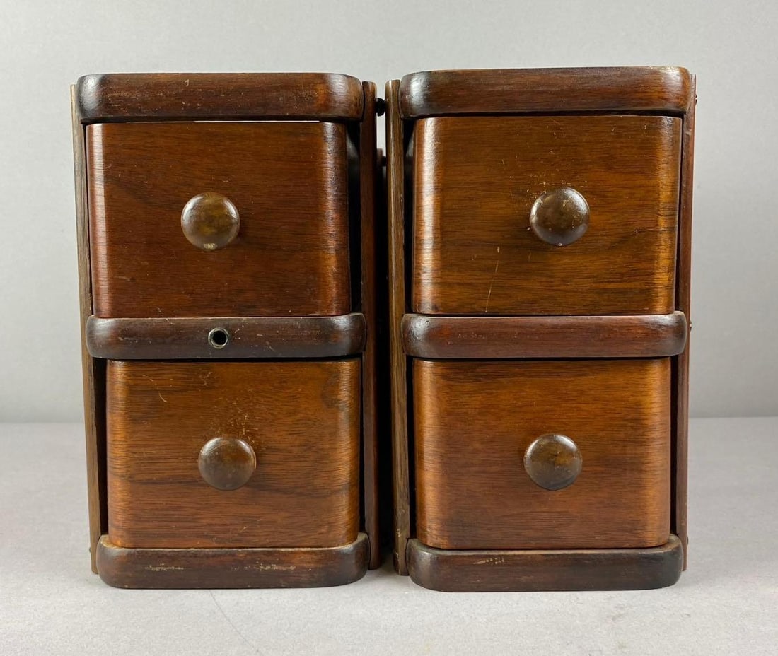 Group of 2 Antique Sewing Machine Drawers: One measures H 9 x W 6 x L 15 inches.