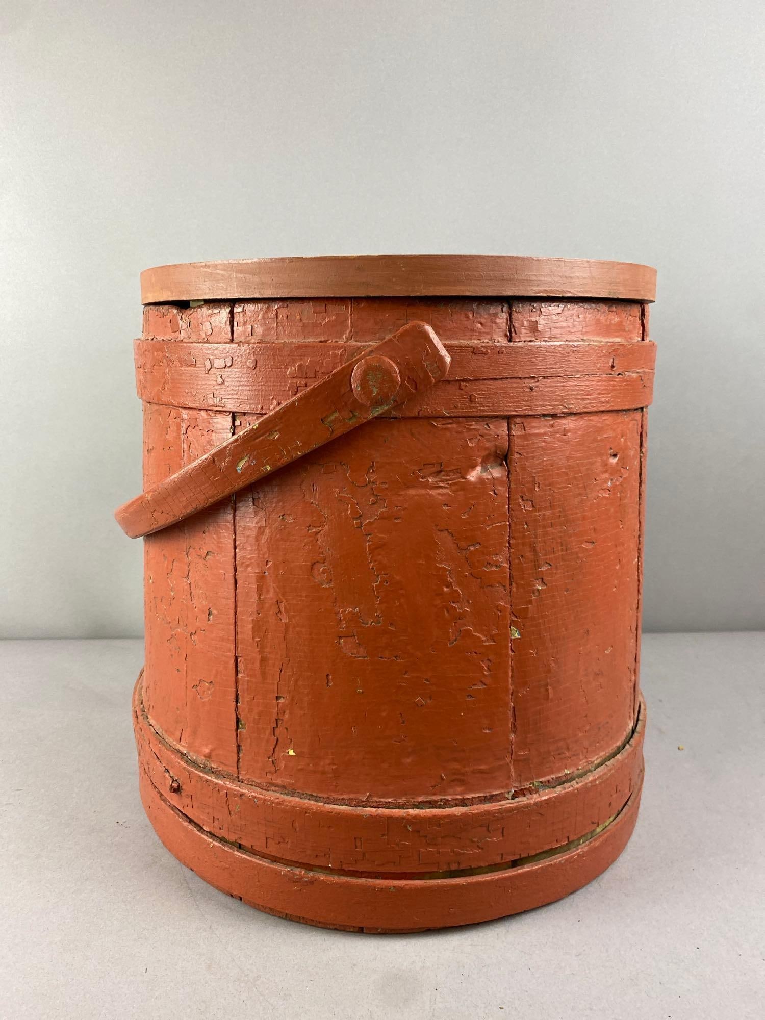Primitive Red Painted Firkin - 2