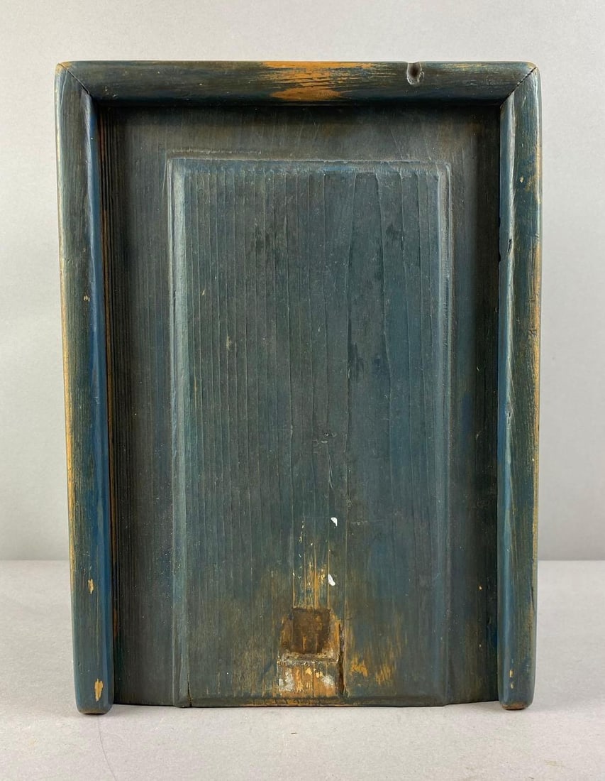Antique Wood Slide Top Box: Measures H 8 1/2 x W 10 x L 14 inches.