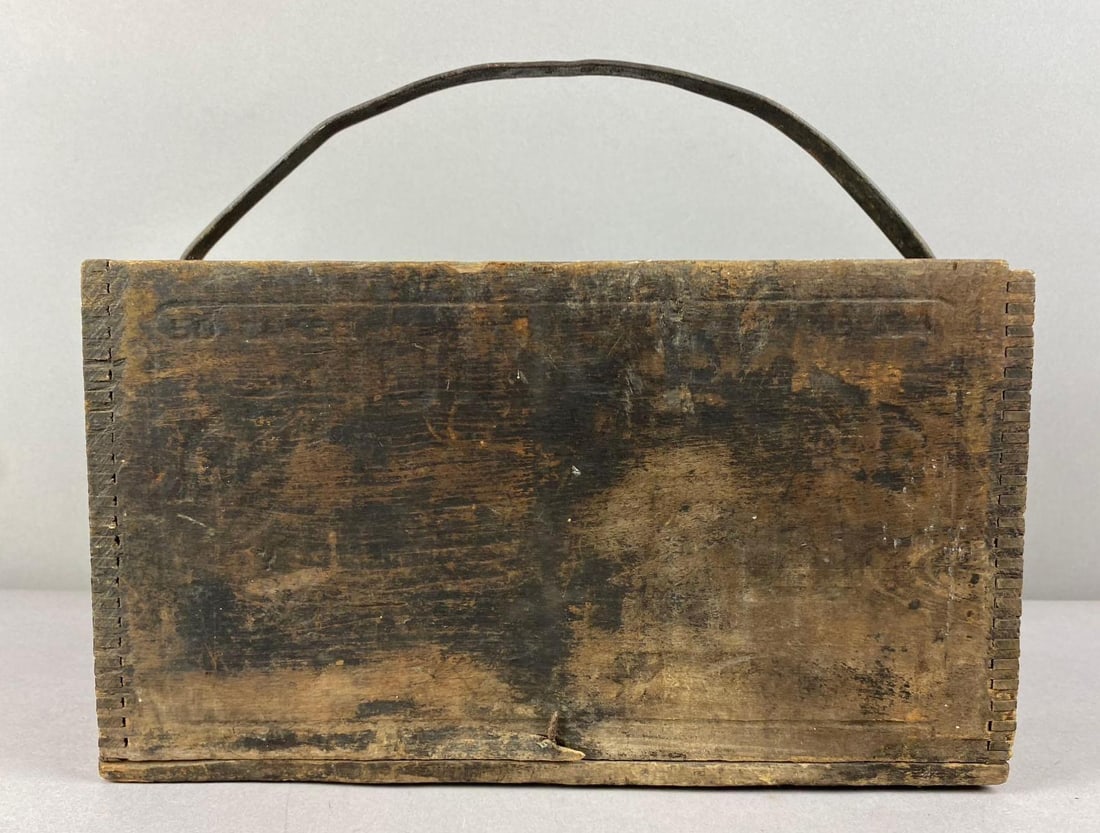 Primitive Wood Crate Caddy: Measures H 8 x W 8 x L 14 inches.