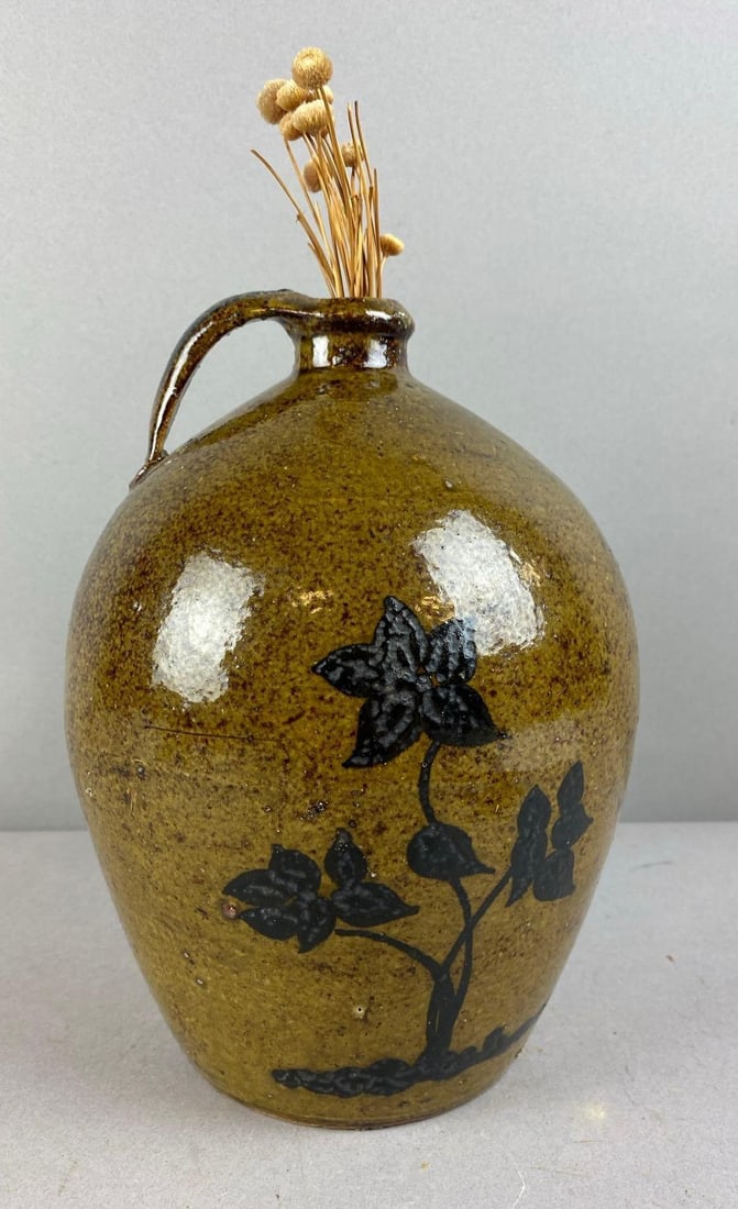 Vintage 1970s Salt Glazed Stoneware Jug: Measure 9 inches tall. Made by Montgomery Wholesale