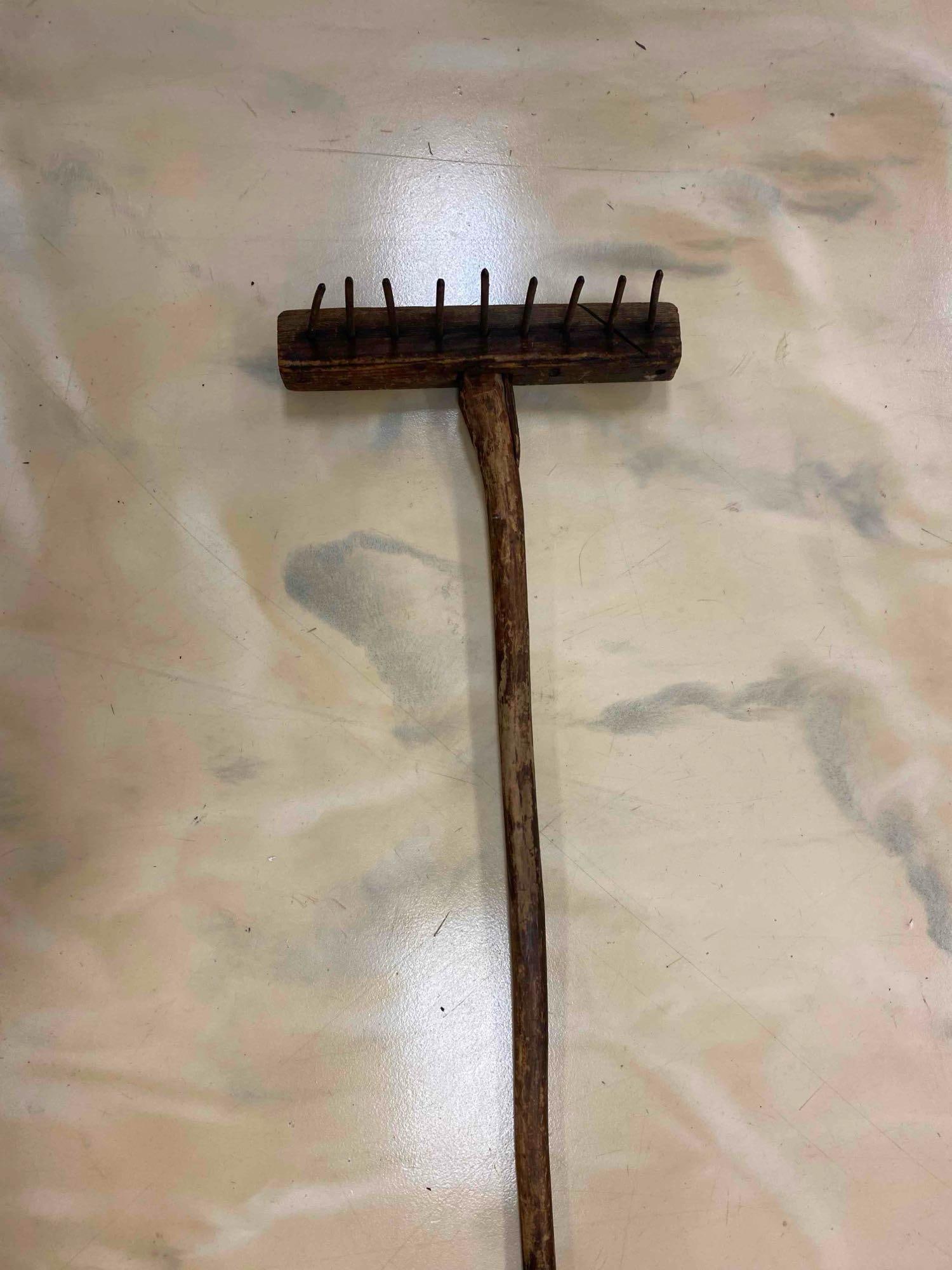 Primitive Wood Garden Rake - 2