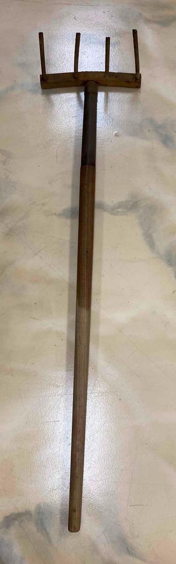 Primitive Wood Garden Rake