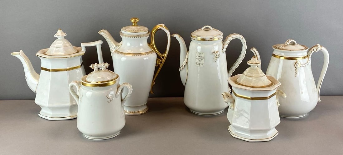 Group of 6 Porcelain Gilt Jars and Pitchers (1 of 3)