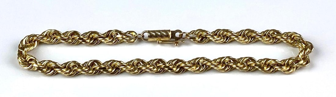 MA Signed 10K Yellow Gold Rope Twist Bracelet (1 of 2)