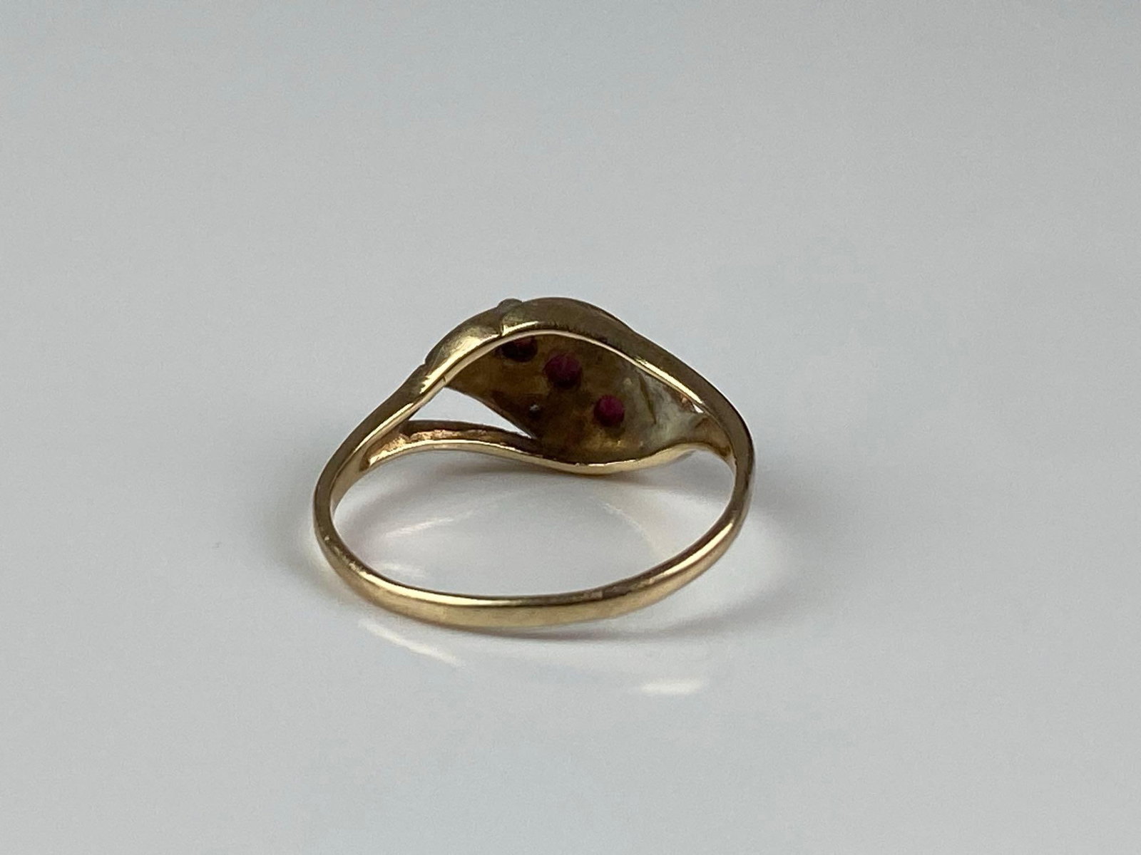 Signed 10K Yellow Gold Ruby Diamond Ring - 3