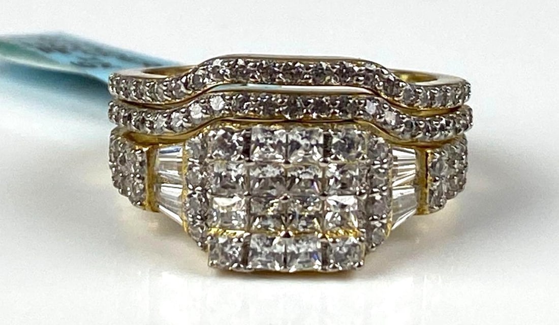 ASI Sterling Silver CZ Cinderella Stacked 3 Ring Set: Size 9, original tag