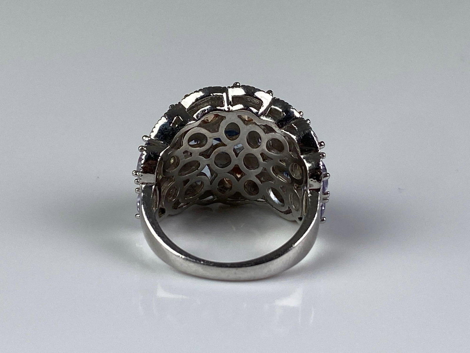 FZN Signed Sterling Silver Multi-Stone Cluster Ring - 3