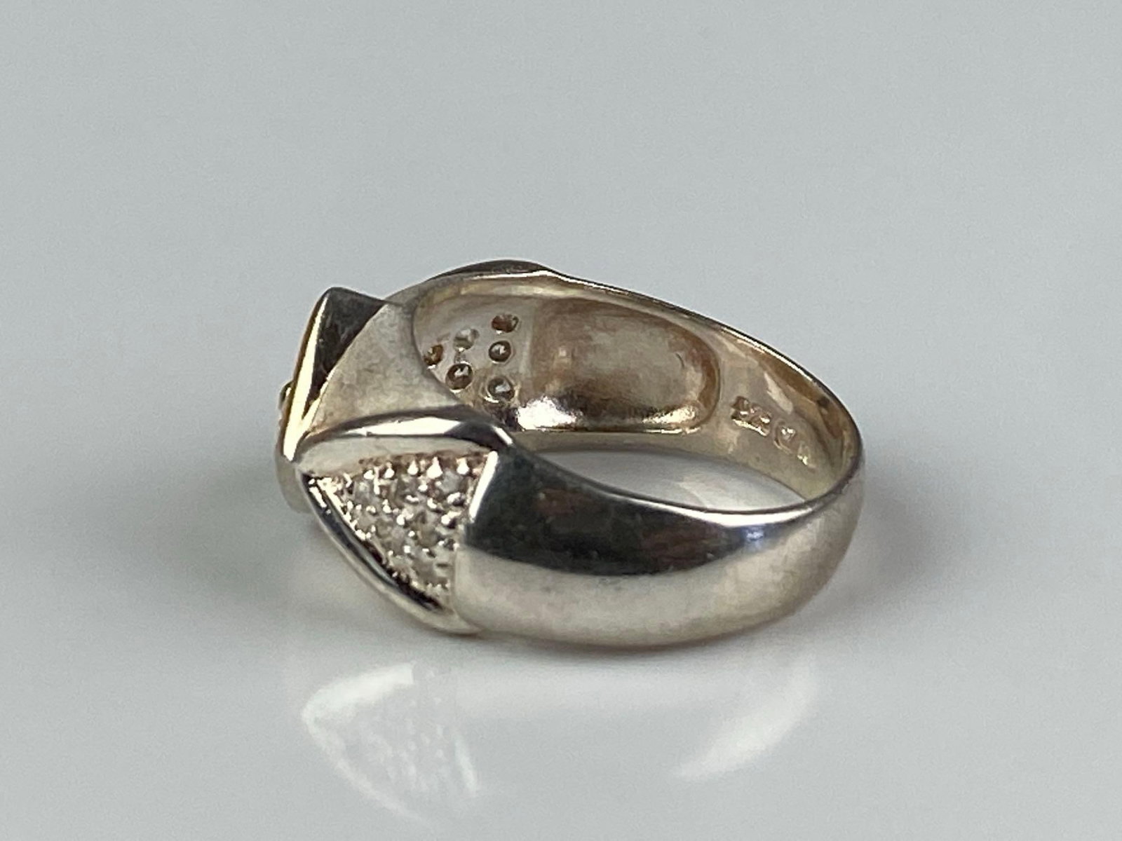 KL Signed Sterling Silver CZ Ring - 2