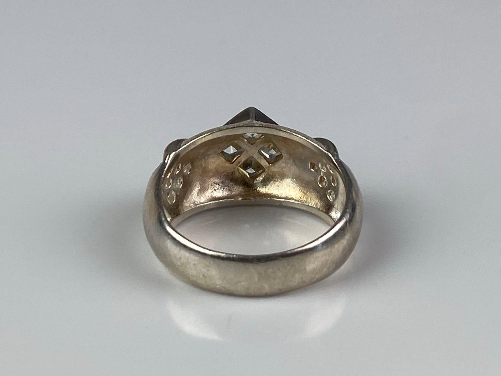 KL Signed Sterling Silver CZ Ring - 3