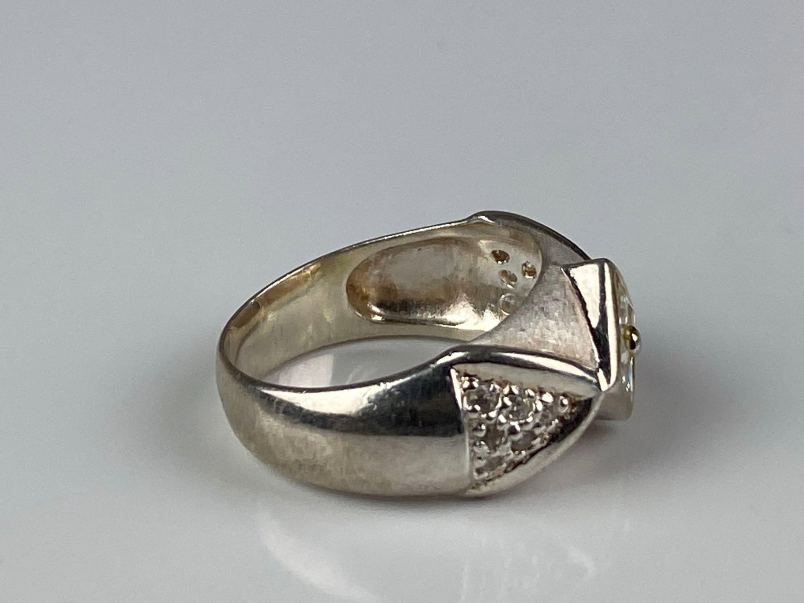 KL Signed Sterling Silver CZ Ring - 4