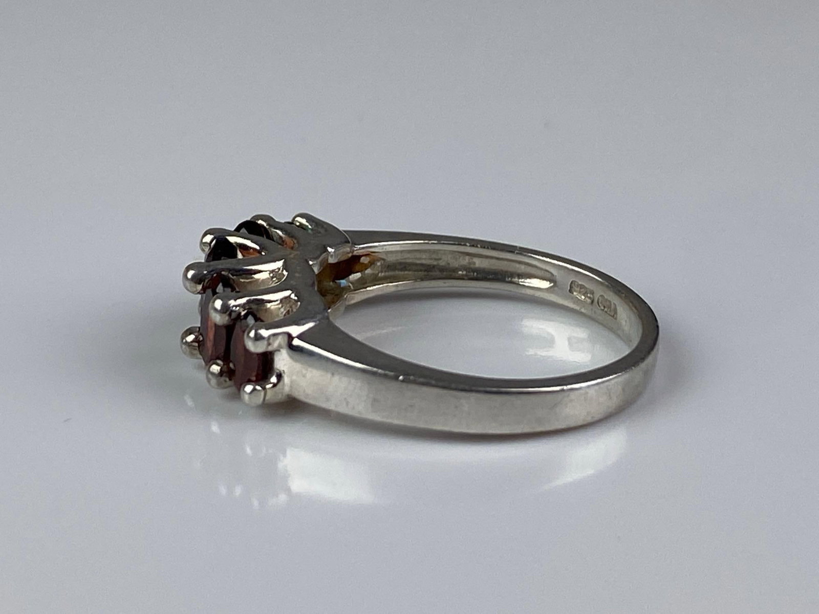 Signed Sterling Silver Garnet Ring - 2