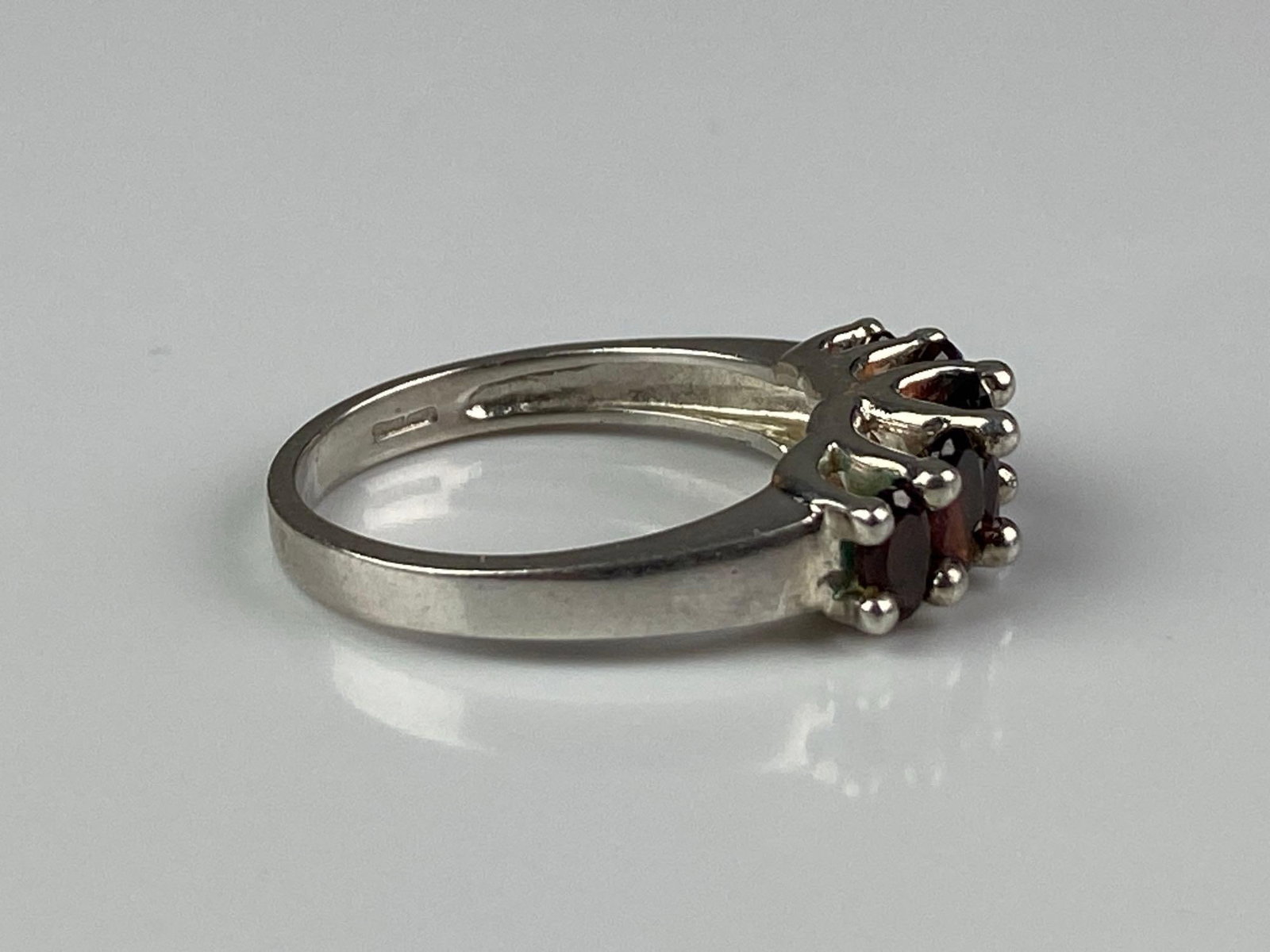 Signed Sterling Silver Garnet Ring - 4