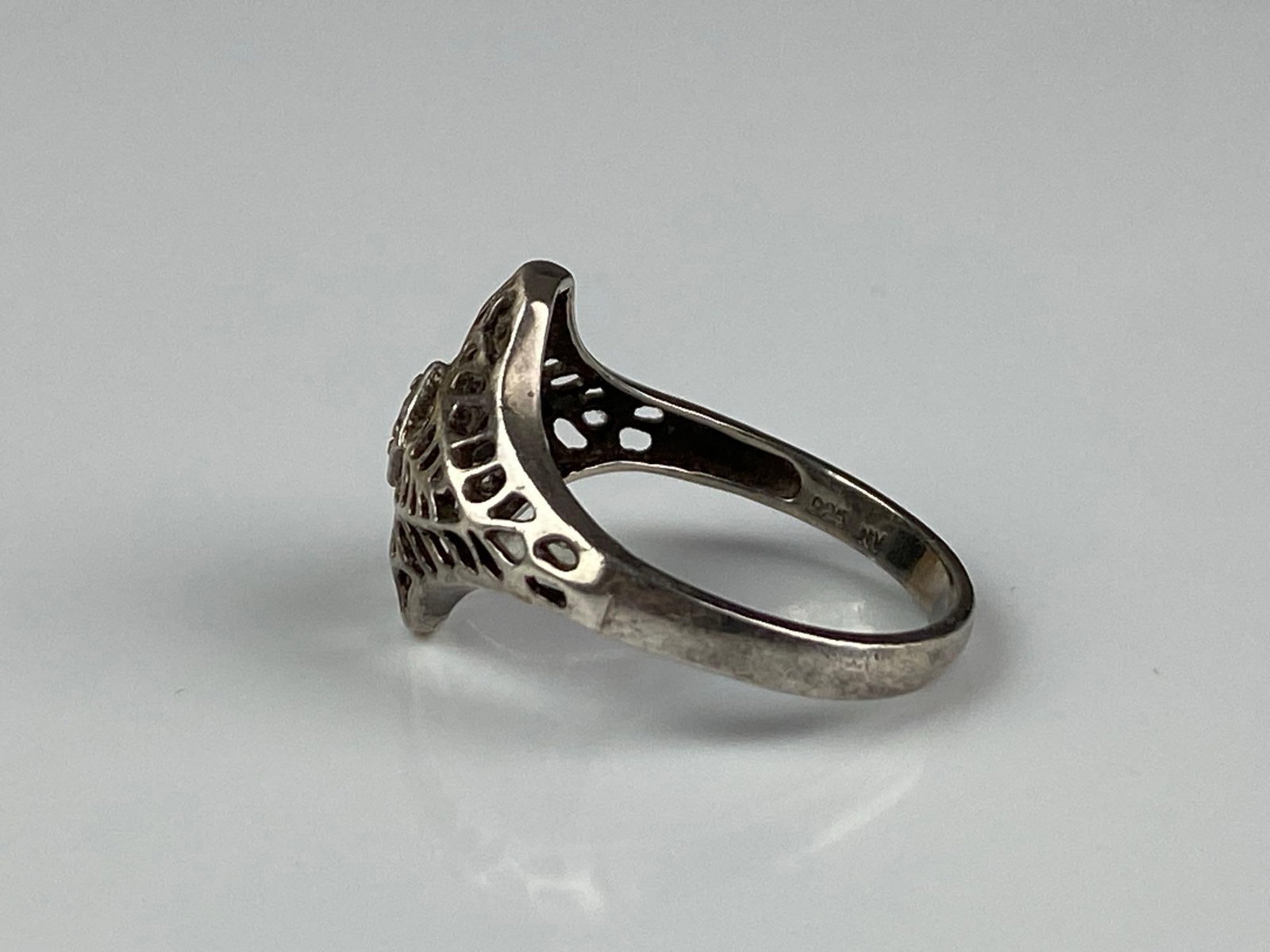 Avon NV Signed Sterling Silver Openwork CZ Ring - 2