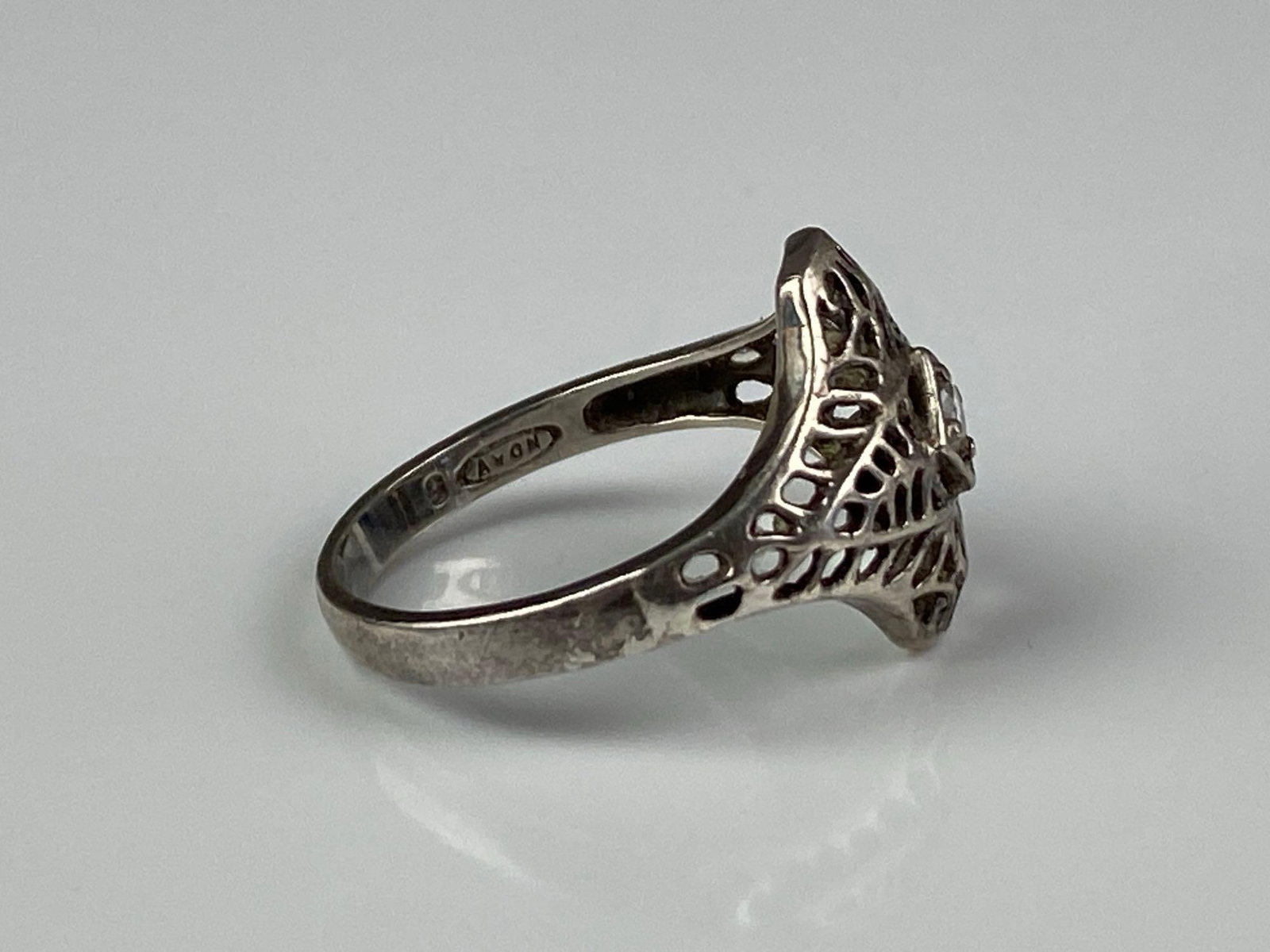Avon NV Signed Sterling Silver Openwork CZ Ring - 4