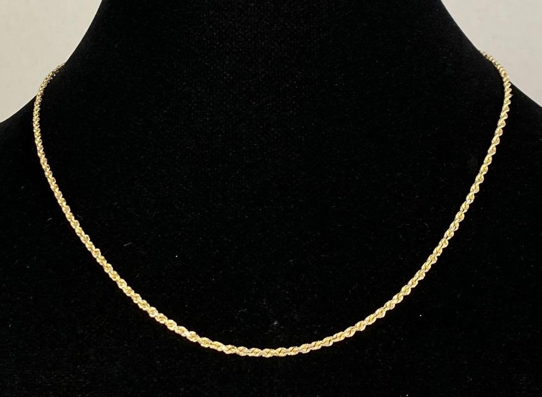 Signed Sterling Silver Gold Filled Rope Twist Necklace: Measures 18 inches L