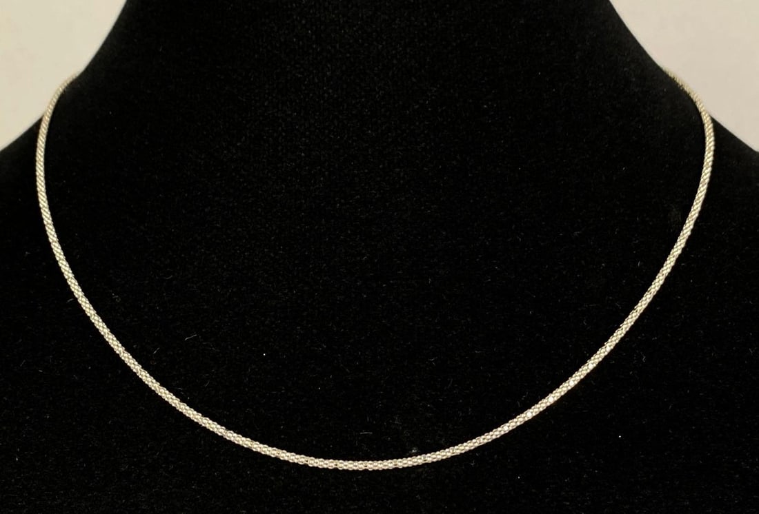 Sterling Silver Popcorn Chain Necklace: Measures 18 inches L