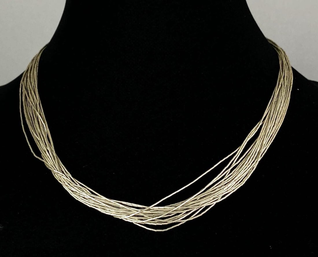 Sterling Silver Native American 20 Strand Liquid Silver Necklace (1 of 2)