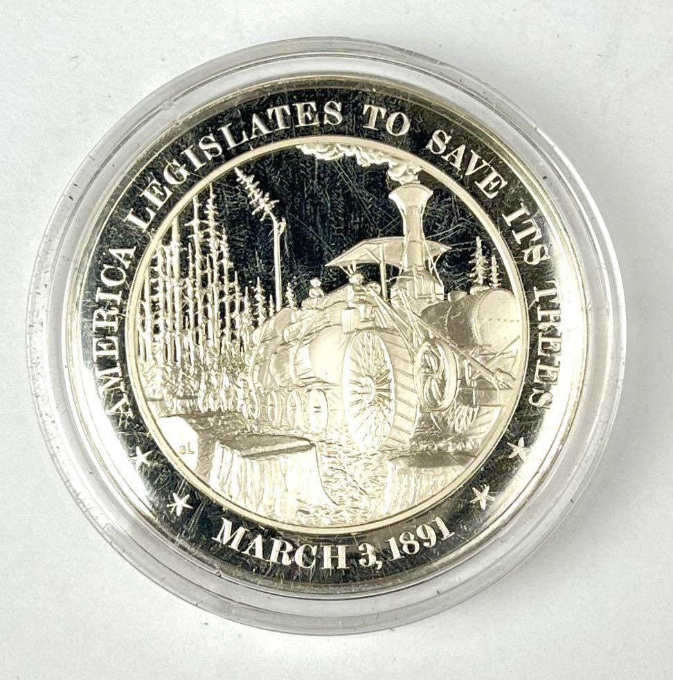 1972 The Franklin Mint America Legislatives to Save Its Trees 1.30 oz Sterling Silver Round (1 of 2)
