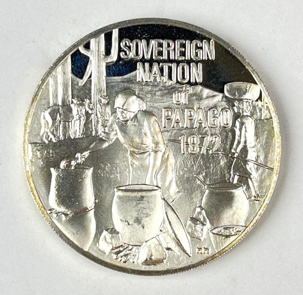 1973 The Franklin Mint Sovereign Nation of Papago 1972 .83 oz .999 Fine Silver Round (1 of 2)