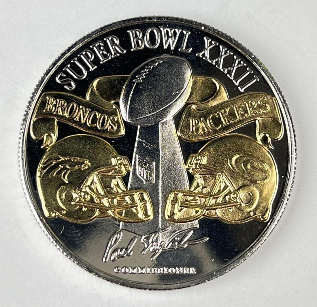 Superbowl XXXII 32 Bronco vs Packers 1 oz .999 Silver Round (1 of 2)