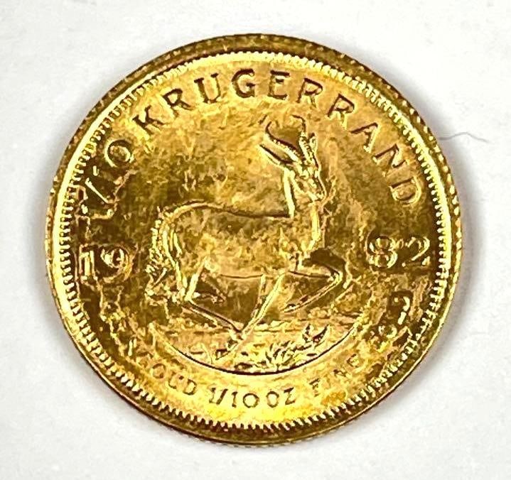 1982 South Africa Krugerrand 1/10 oz Fine Gold Coin: 1982 South Africa Krugerrand 1/10 oz Fine Gold Coin