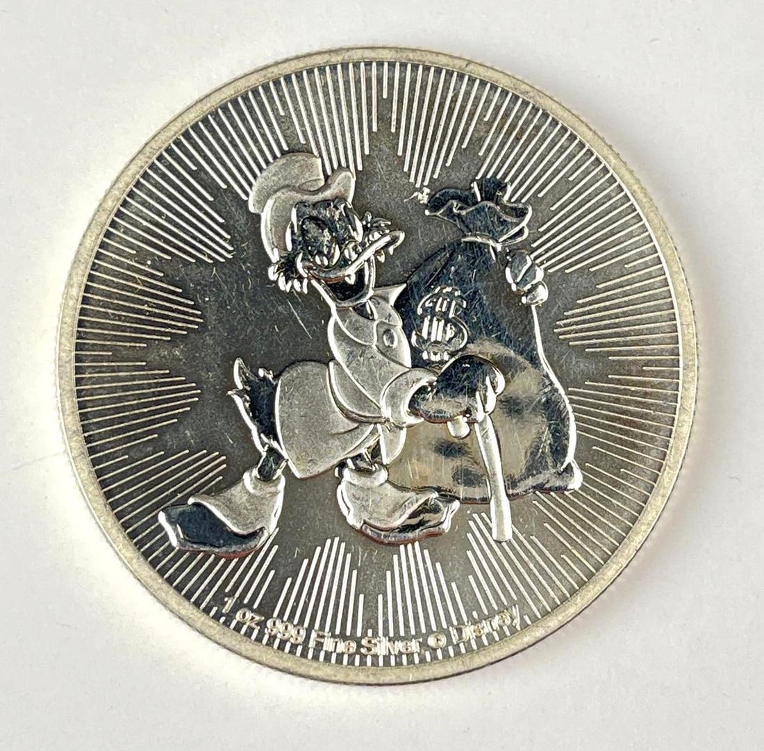 2018 NIUE $2 Scrooge McDuck 1 oz 999 Fine Silver Coin: 2018 NIUE $2 Scrooge McDuck 1 oz 999 Fine Silver Coin
